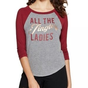 Fifth Sun All the Jingle Ladies T-Shirt Gray Red XL